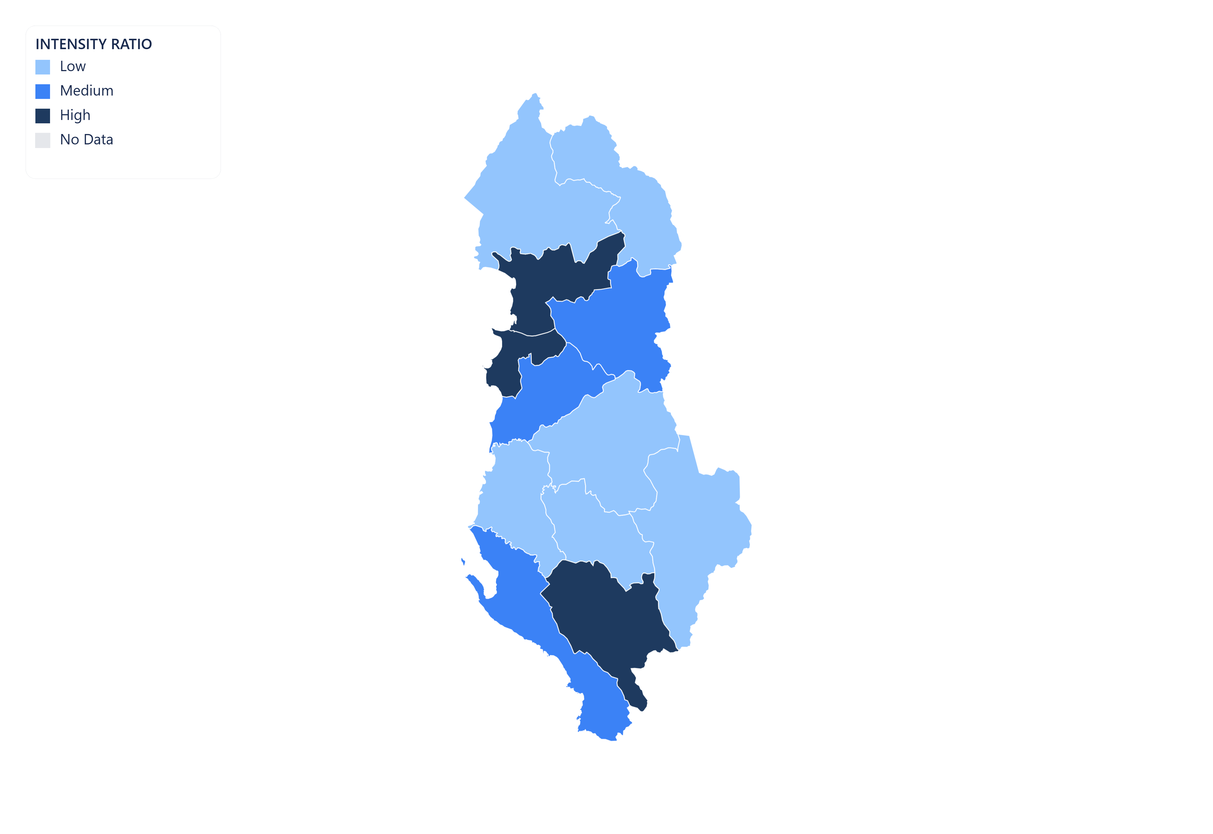 Albania choropleth map