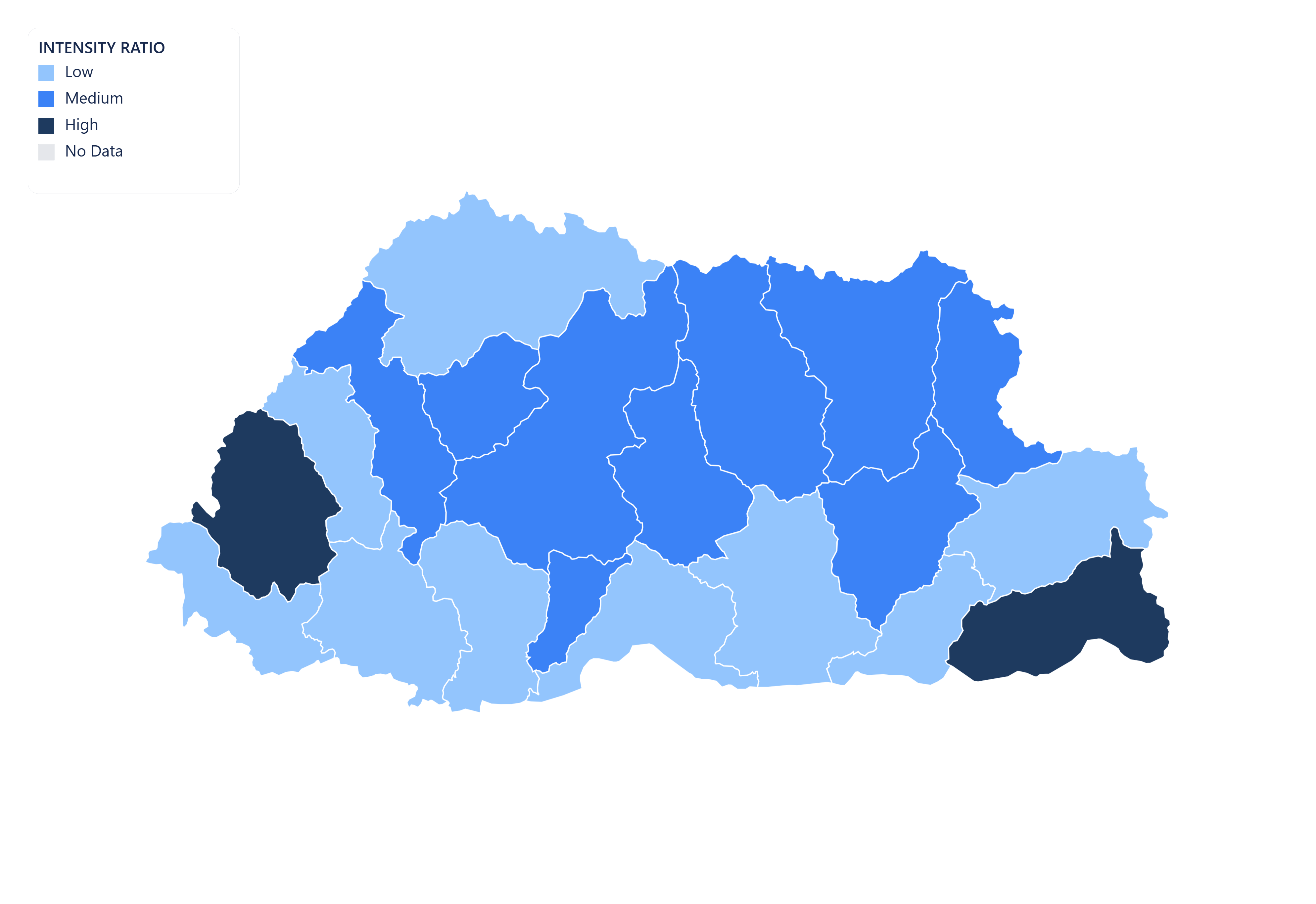 Bhutan choropleth map