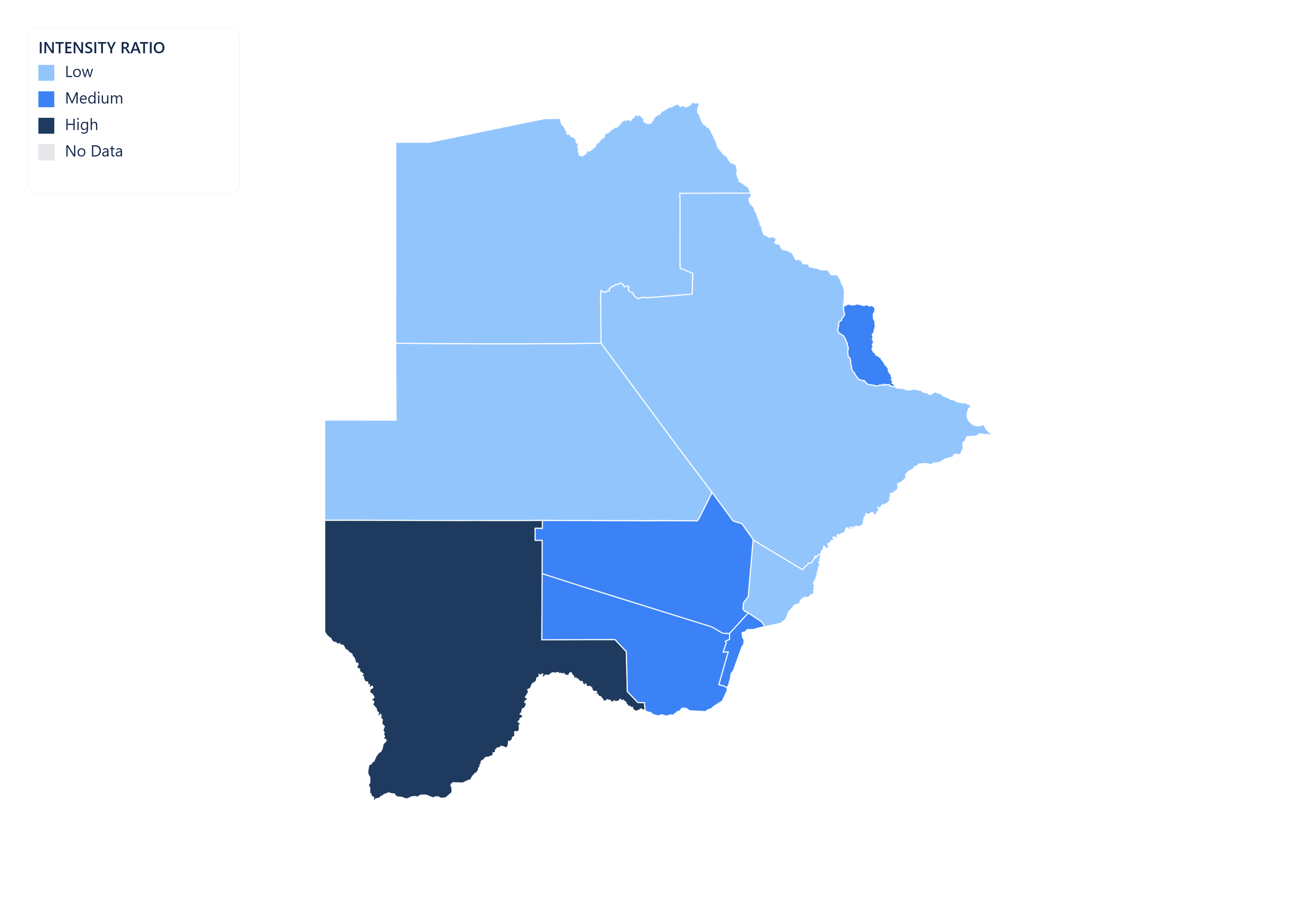 Botswana choropleth map