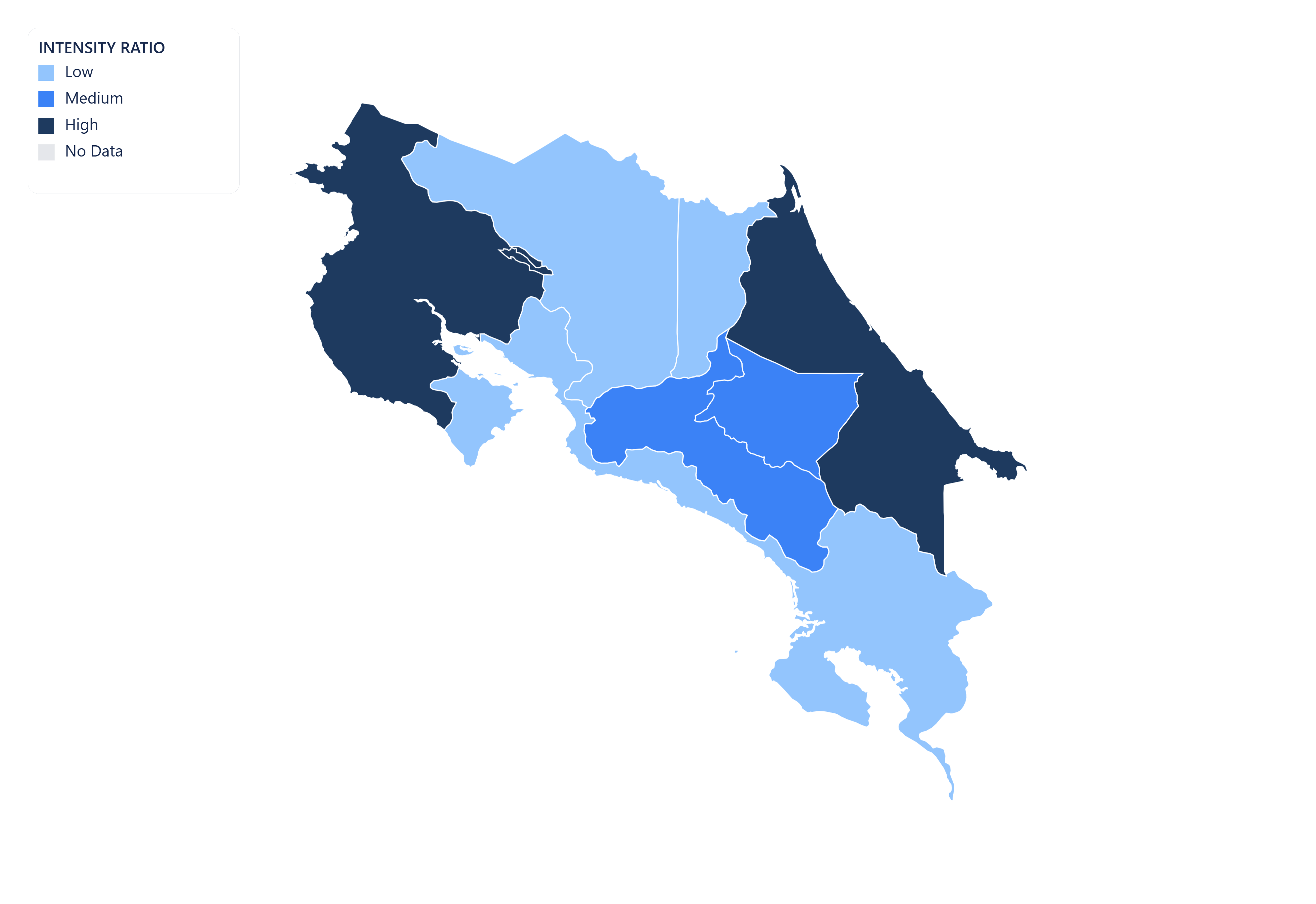 Costa Rica choropleth map
