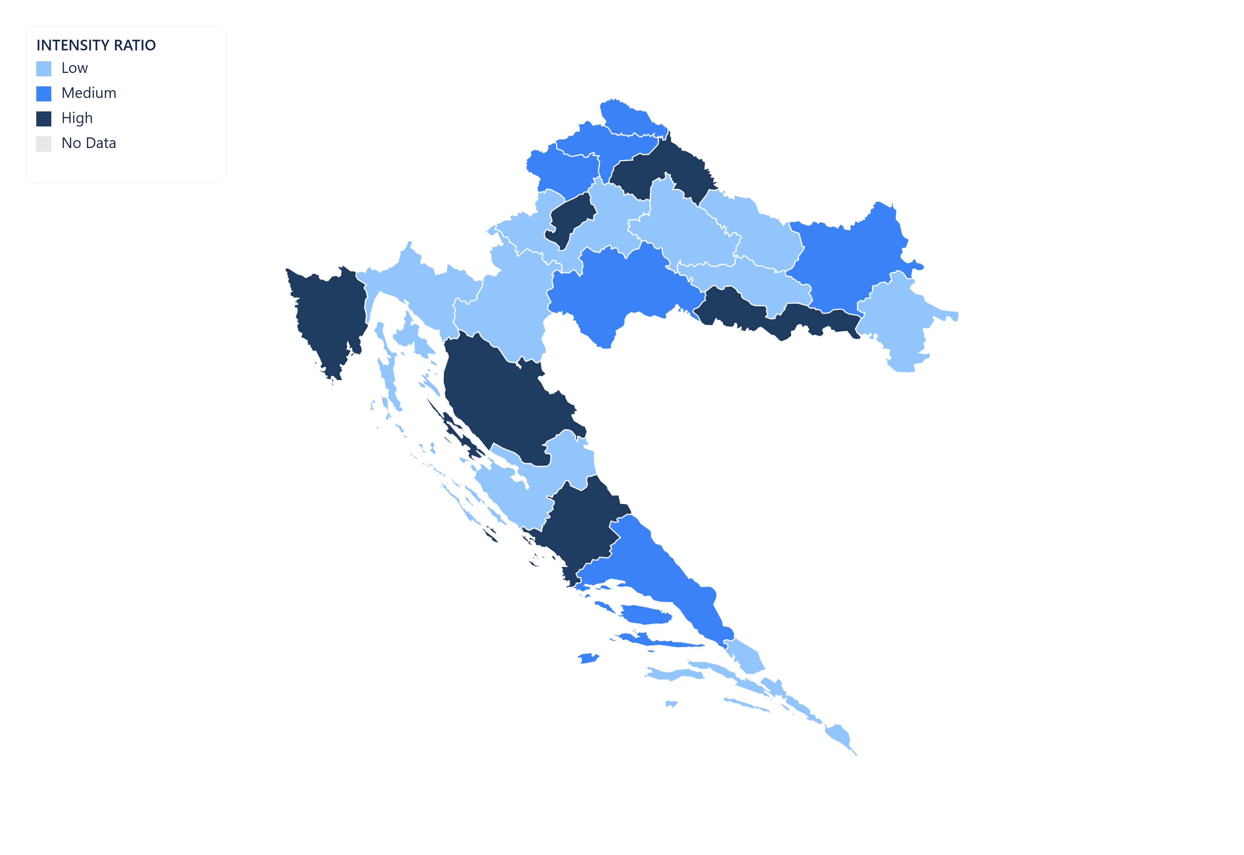 Croatia choropleth map