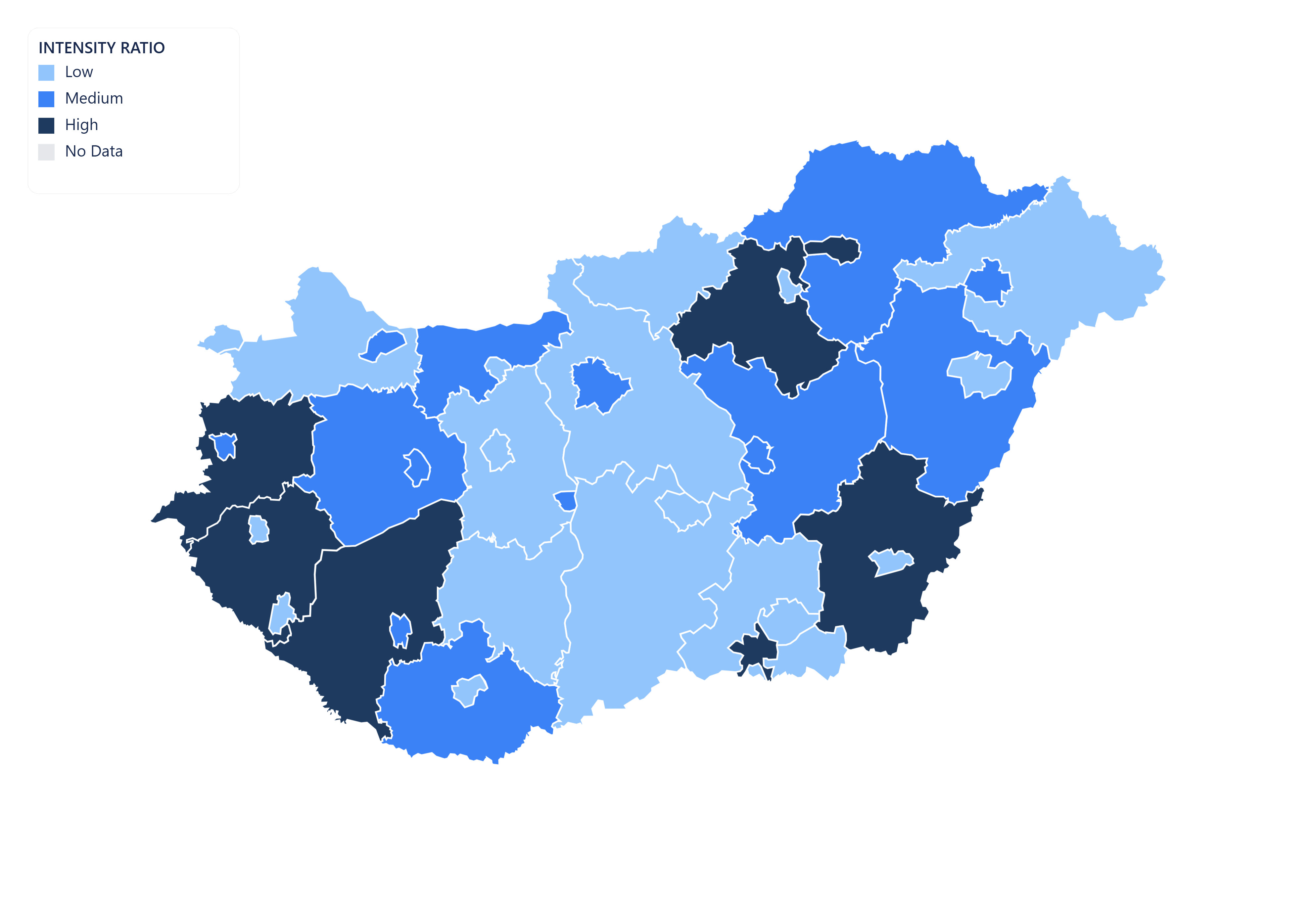 Hungary choropleth map