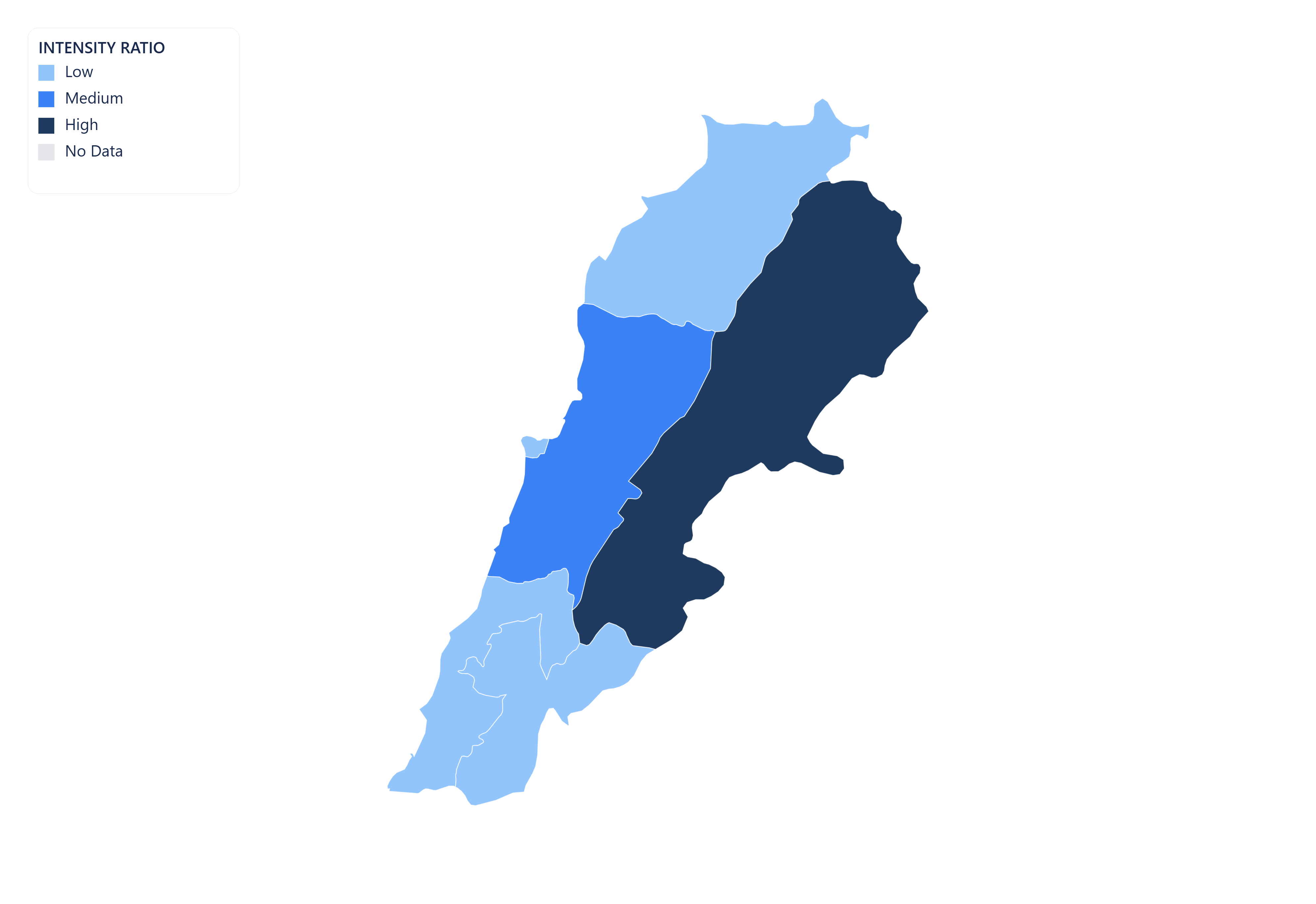 Lebanon choropleth map
