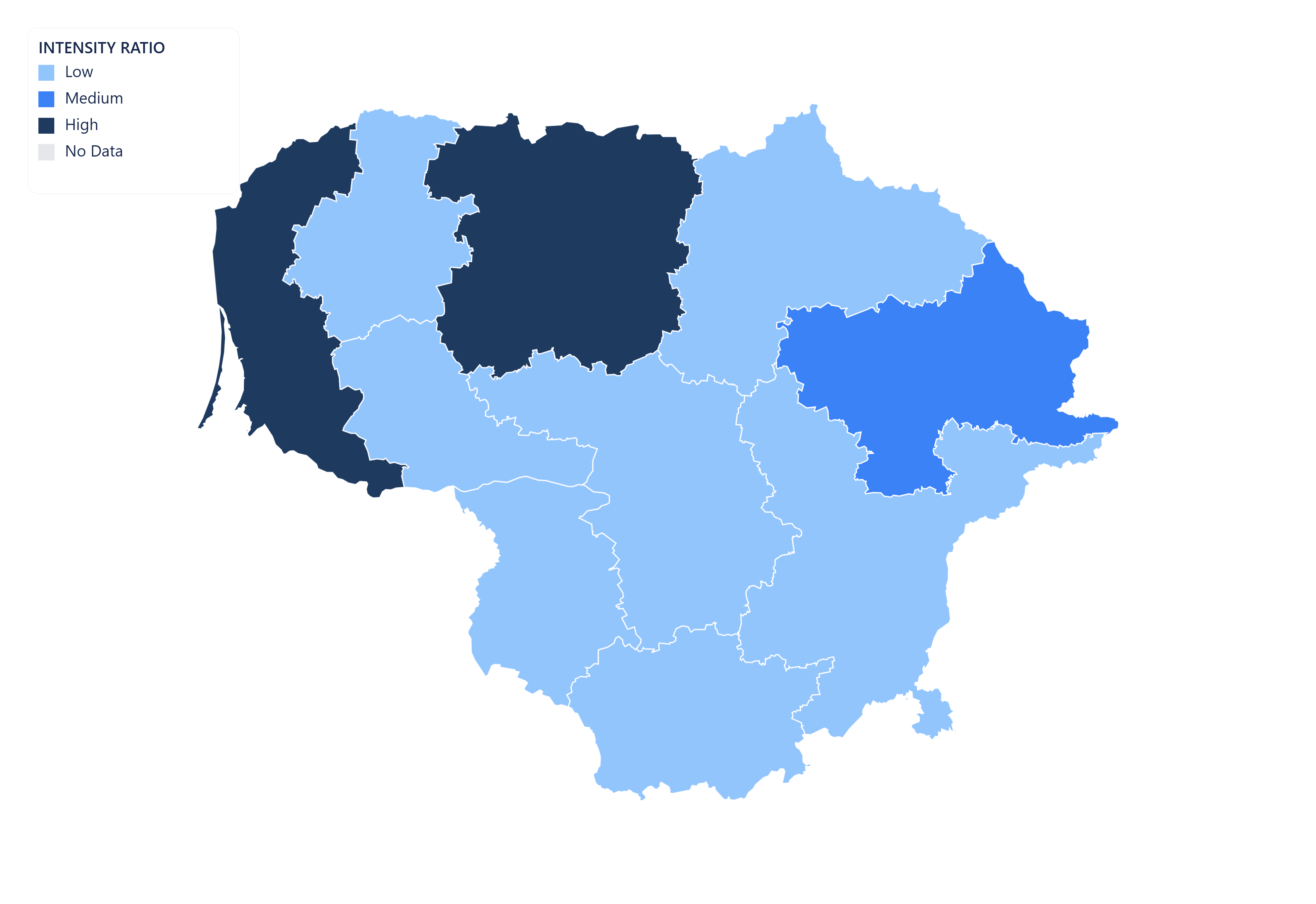 Lithuania choropleth map