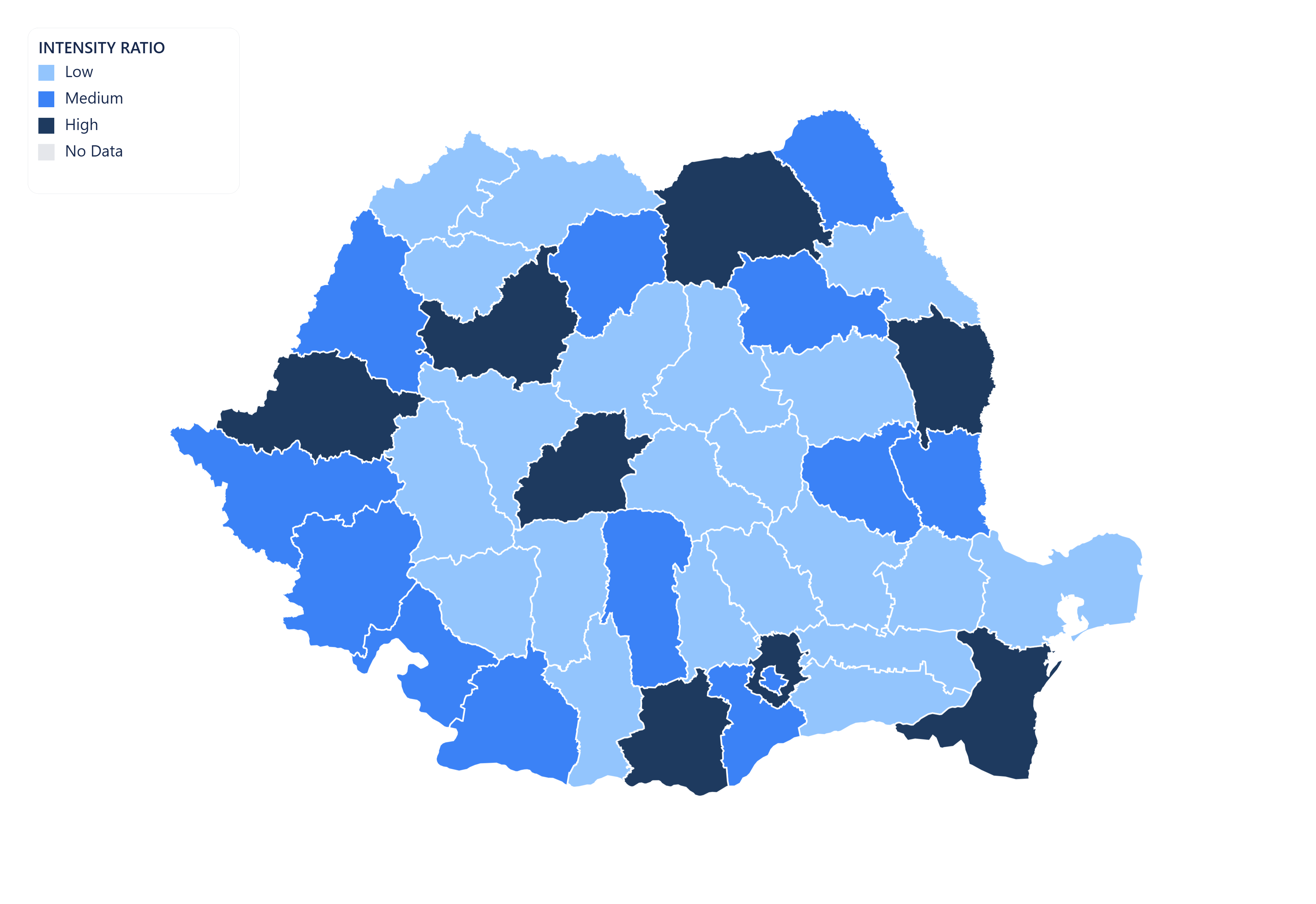 Romania choropleth map