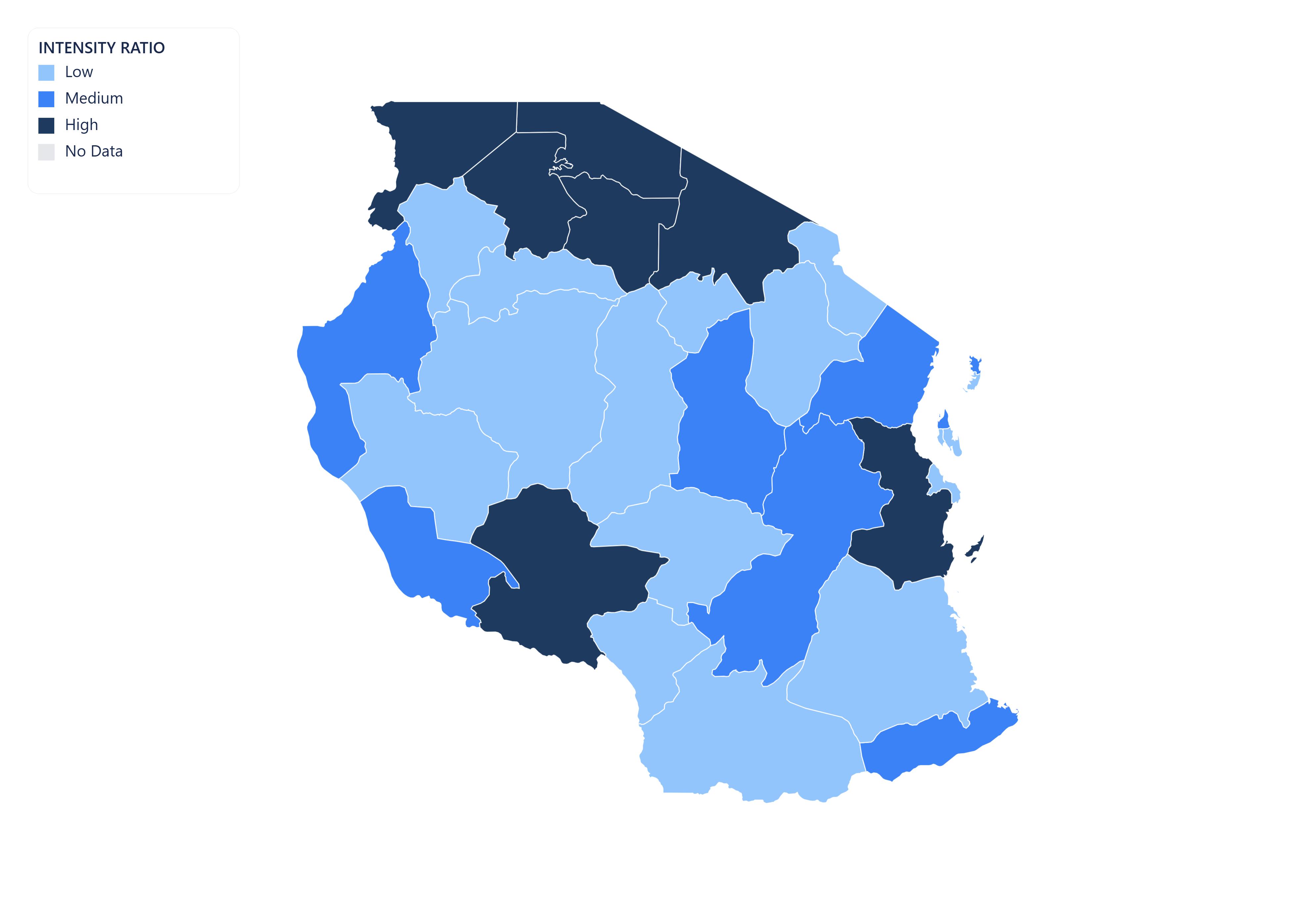 Tanzania choropleth map