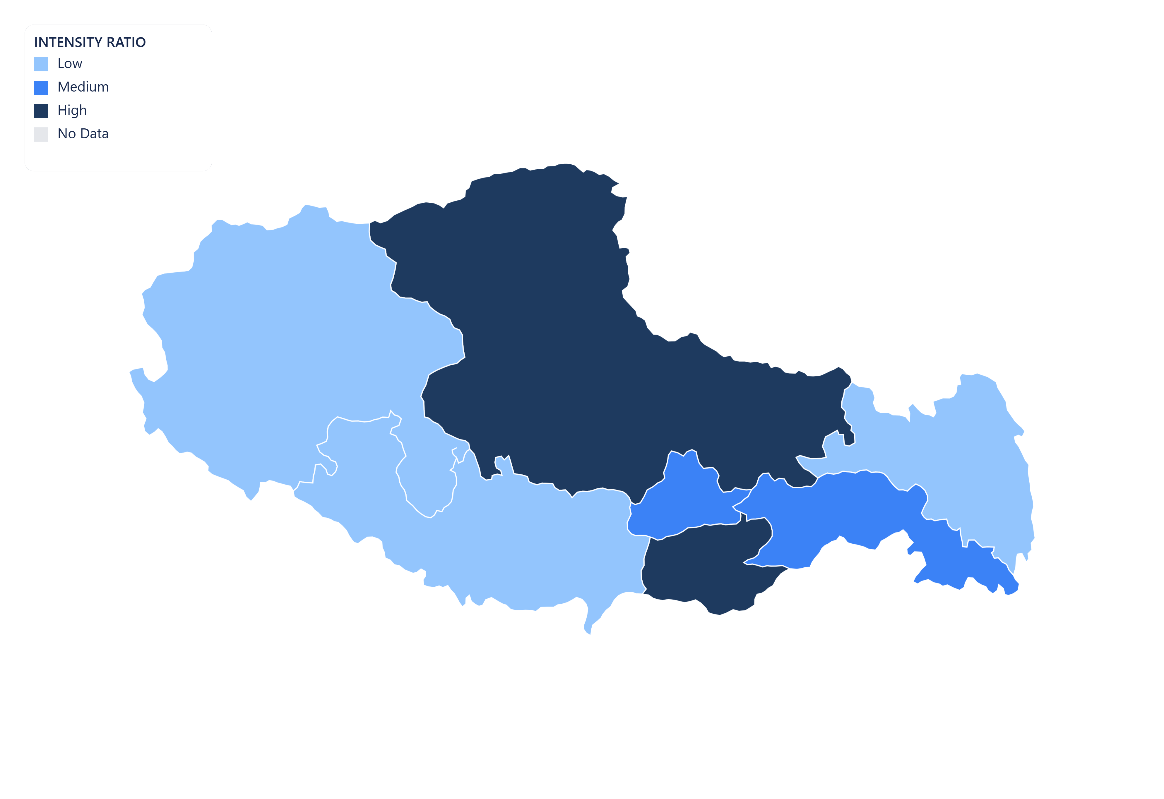 Tibet choropleth map