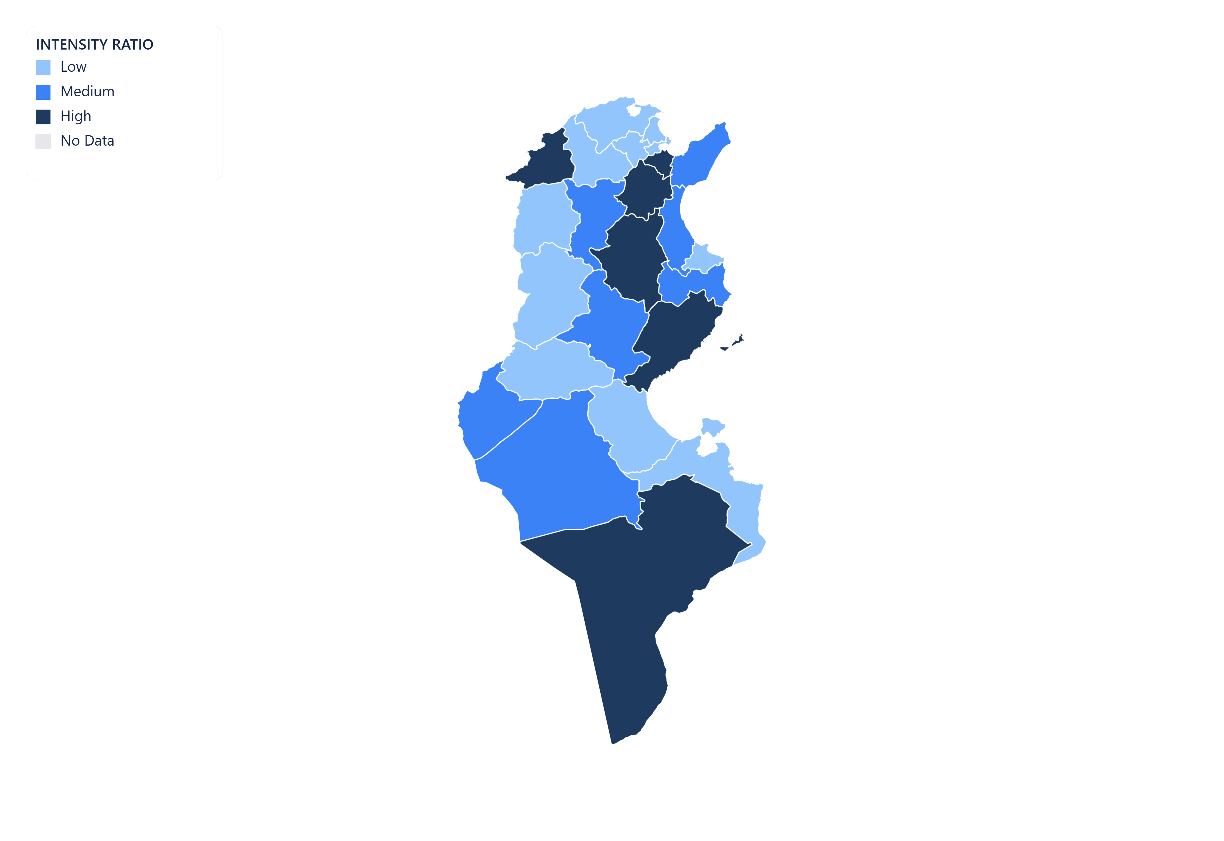 Tunisia choropleth map